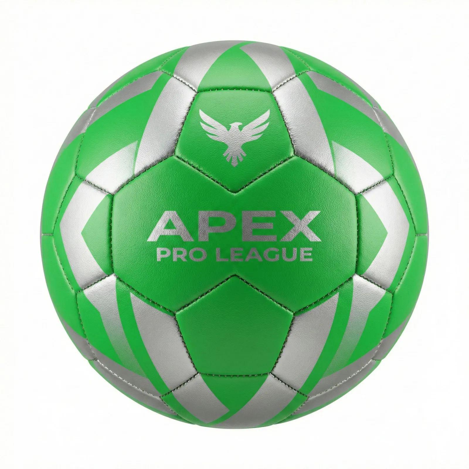 Custom league match football in green and silver