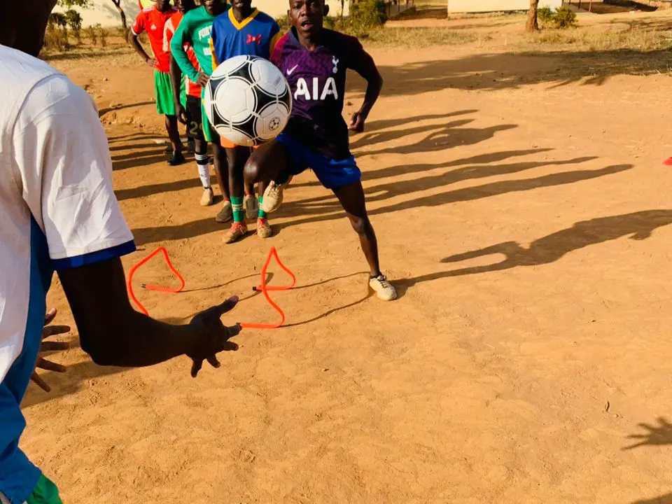 Zambian players training with a Star Kick ball