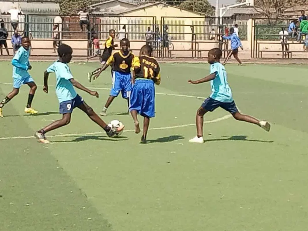 Youth match in Zambia played with a Star Kick football