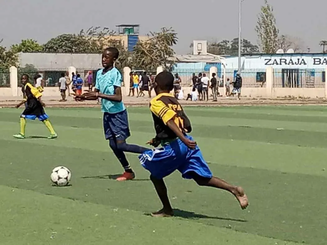 Youth match in Zambia played with a Star Kick football