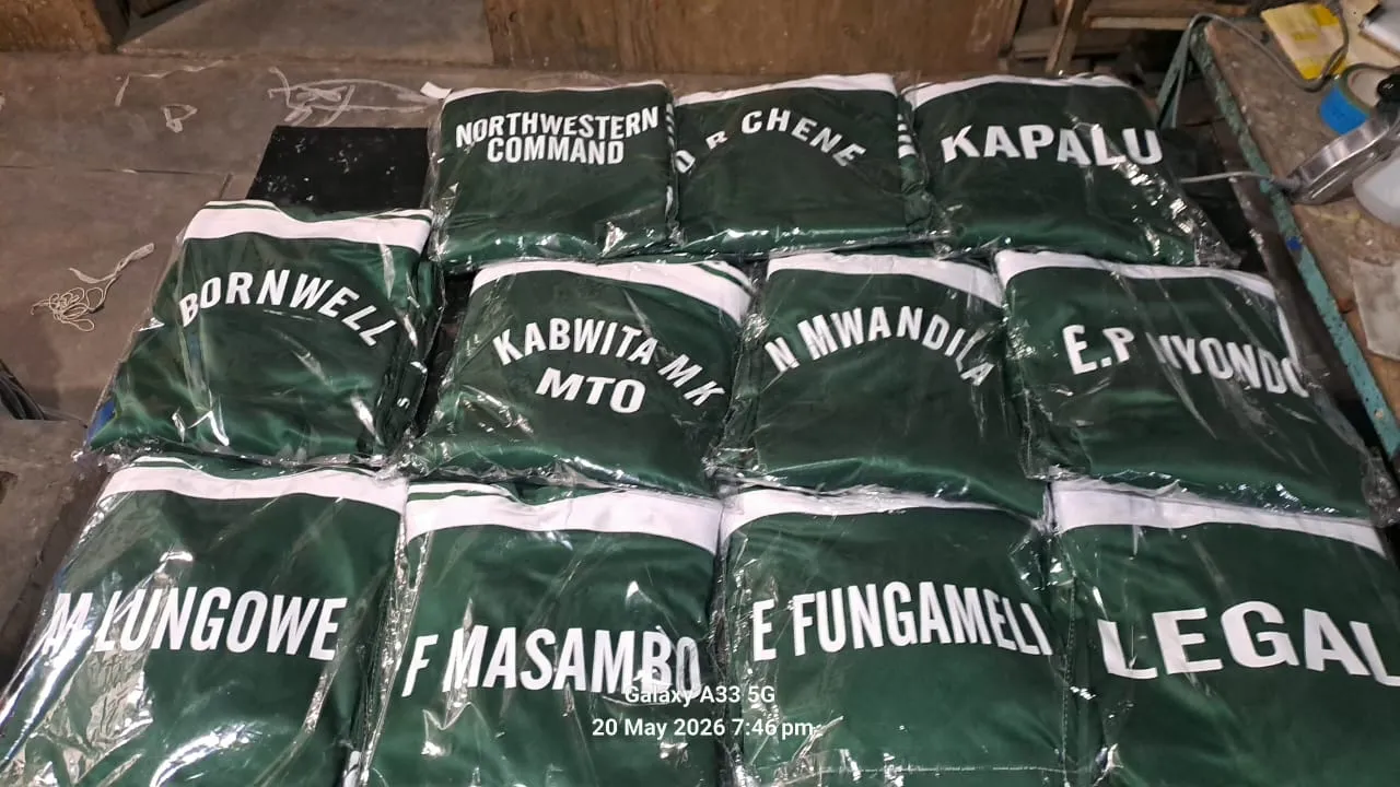 Finished team order with player names, ready for packing