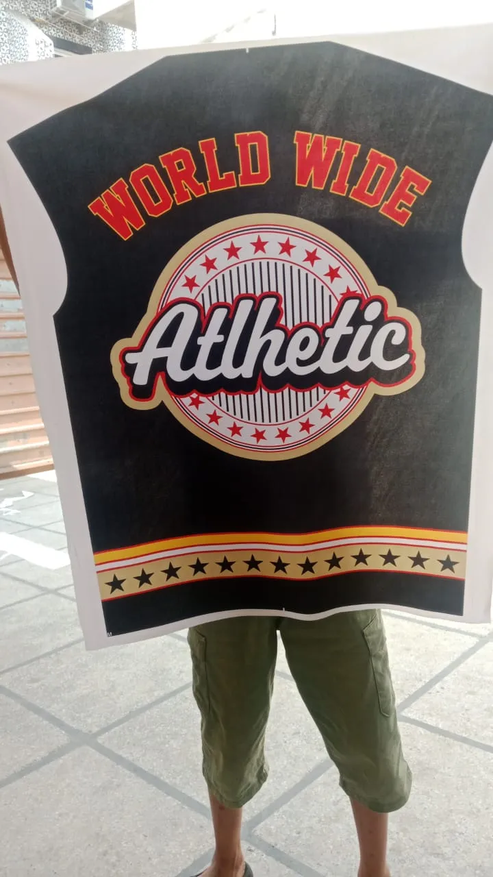 Freshly sublimation-printed jersey panel