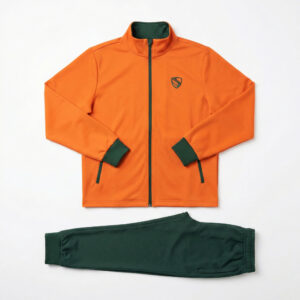 elite coach tracksuit savannah orange & green | men's football staff suit | premium fit