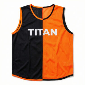 custom pro soccer training bib neon orange split | printed mesh pinnie | adult & youth
